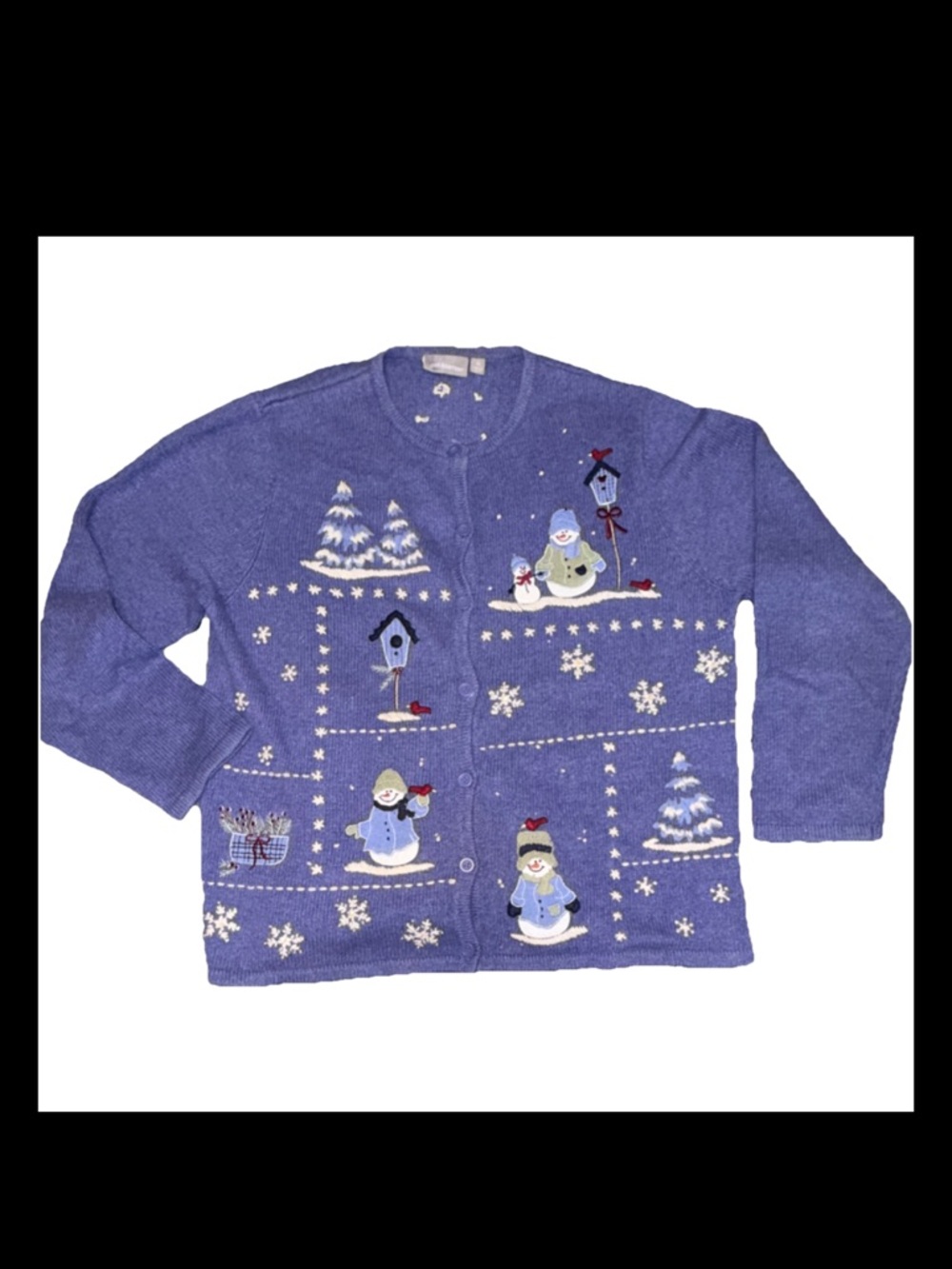Granny core Grandma Core Cottage Core Snowman Holiday Cardigani Sweater
